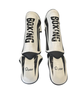 Canilleras para Artes Marciales Furia Blanco con Negro 1