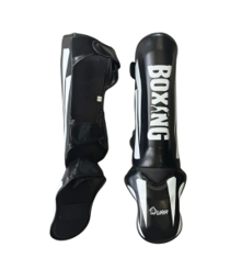 Canilleras para Artes Marciales Furia negro con blanco 1