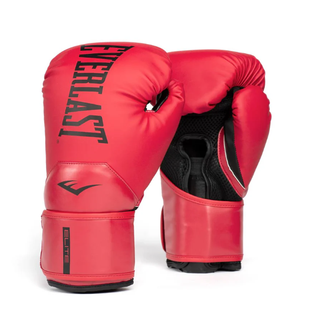 Guantes de Cuero Sintético para Boxeo Elite 2 Rojo Everlast 16oz. 3